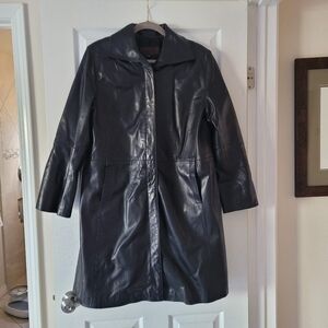 Men's Siena Black Leather Trench Coat